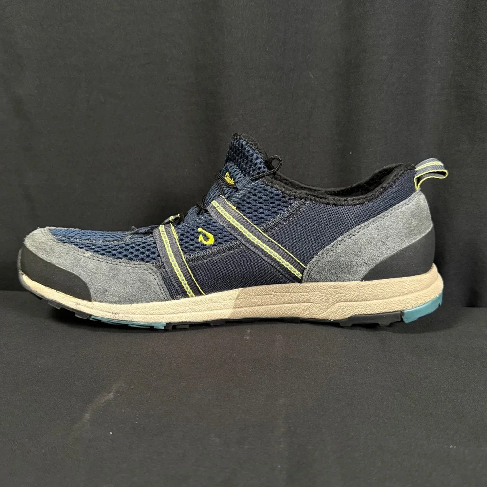 Olukai Mens Kia'i Trainer Navy Dark Shadow Grey Mesh Leather Sneakers Mens 12